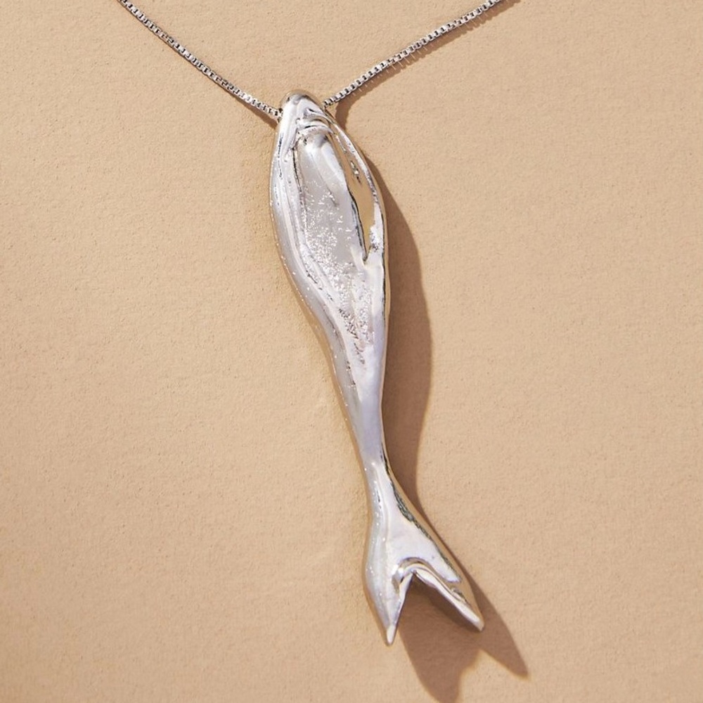 •ANTHROPOLOGIE• silver dainty fish charm necklace